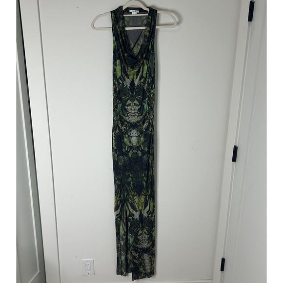 Helmut Lang Dresses & Skirts - HELMUT LANG Dress Womens Medium Cicadae Print Slit Overlap Maxi Lizard Green